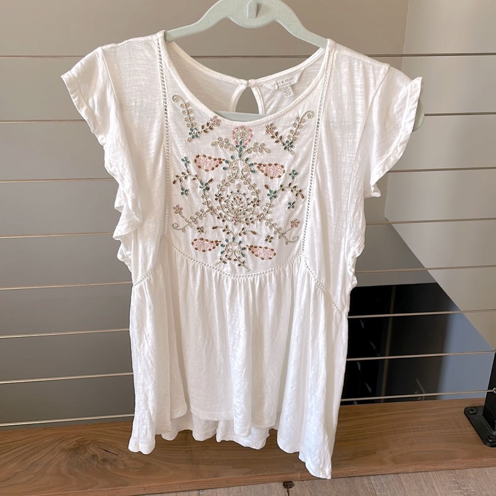 Lucky brand boho embroidered tee